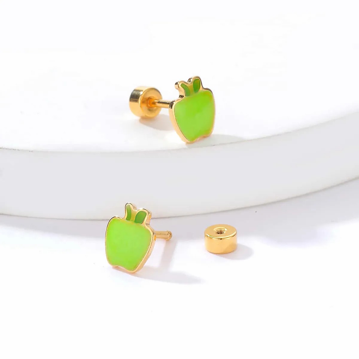 Fashion Apple Stainless Steel Ear Studs_colorza_9