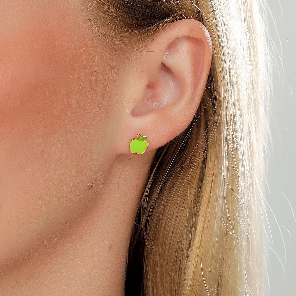 Fashion Apple Stainless Steel Ear Studs_colorza_10