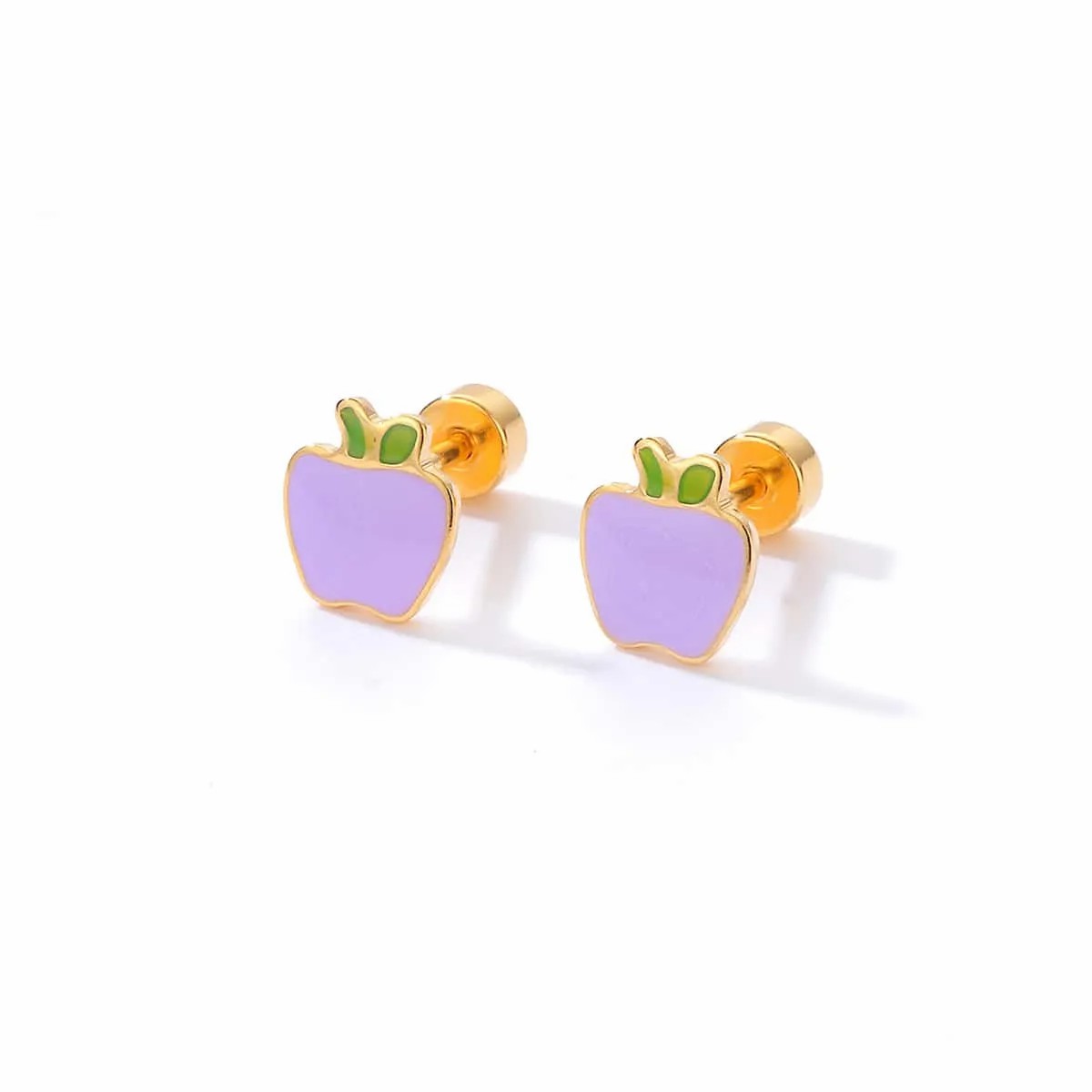 Fashion Apple Stainless Steel Ear Studs_colorza_11