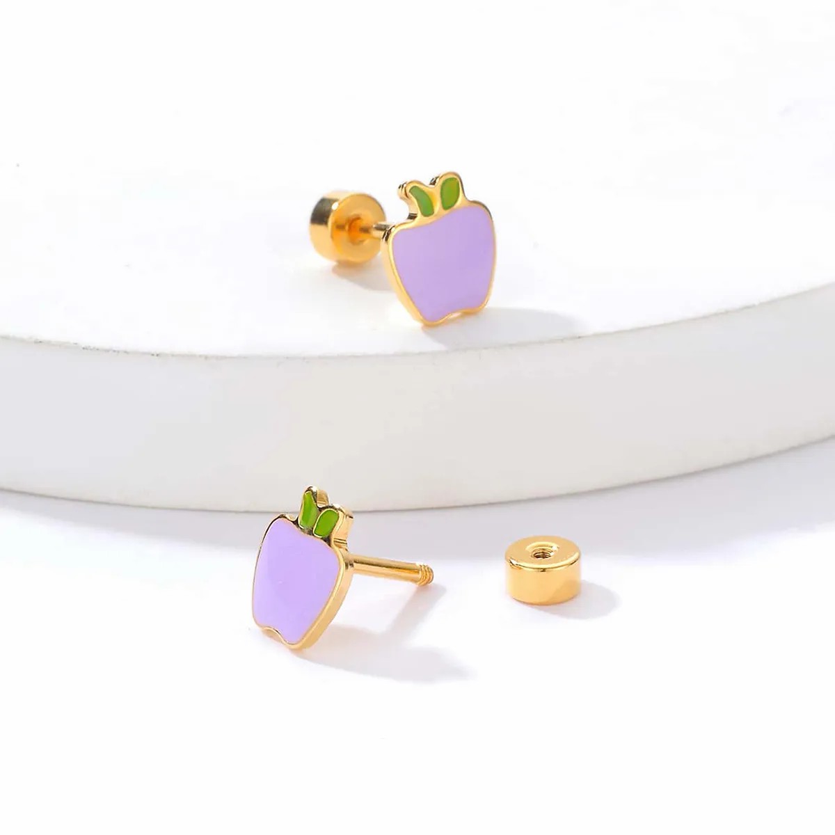 Fashion Apple Stainless Steel Ear Studs_colorza_12