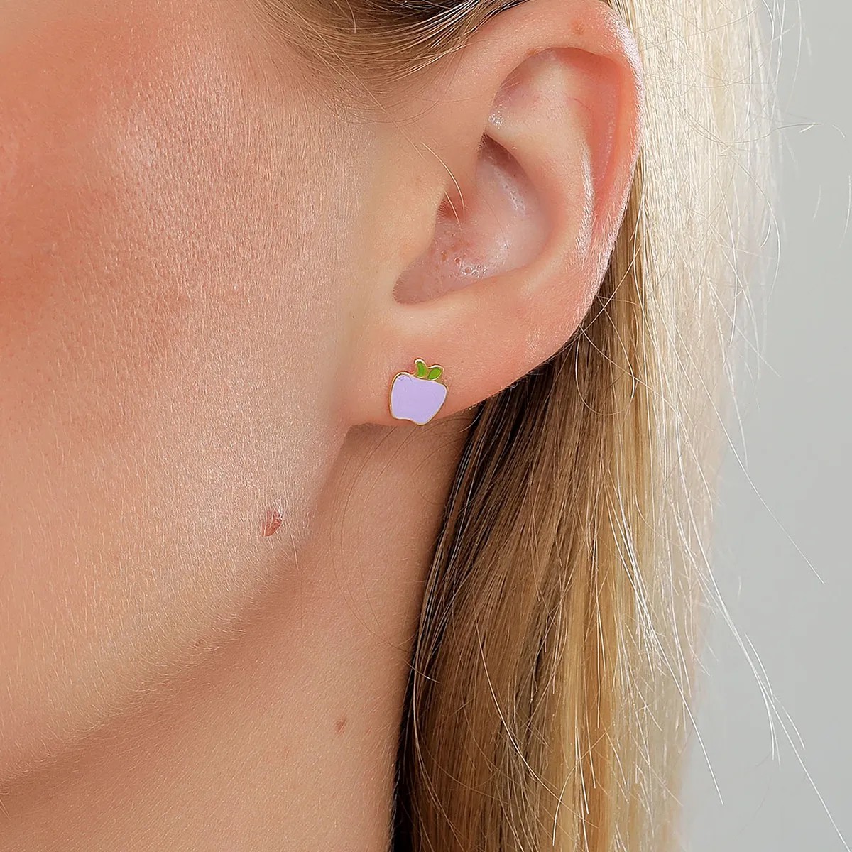 Fashion Apple Stainless Steel Ear Studs_colorza_13