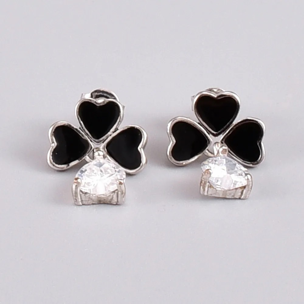 Fashion Heart Shape Titanium Steel Drop Earrings Artificial Rhinestones Stainless Steel Earrings_colorza_1