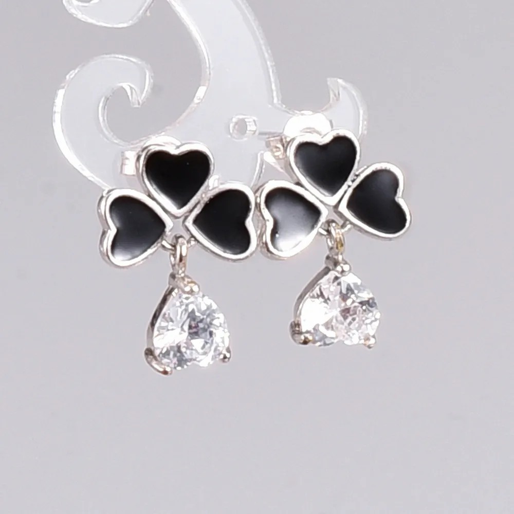 Fashion Heart Shape Titanium Steel Drop Earrings Artificial Rhinestones Stainless Steel Earrings_colorza_2
