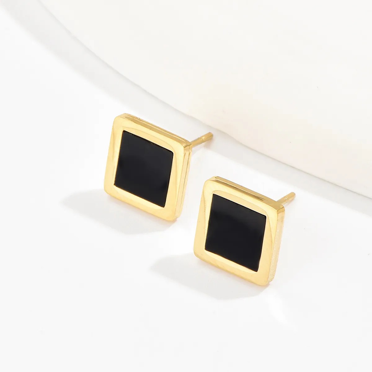 Fashion Square Titanium Steel Ear Studs Plating Inlaid Shell Shell Stainless Steel Earrings_colorza_1