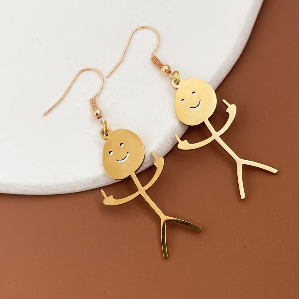 Casual Gingerbread Stainless Steel Earrings Stainless Steel Earrings_colorza_2