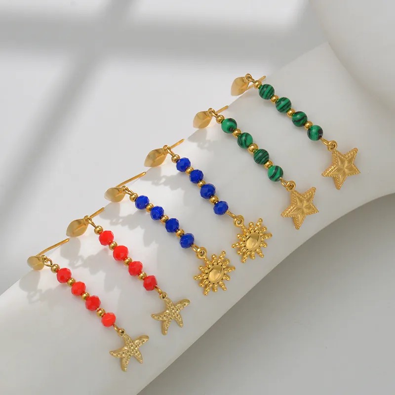 Fashion Sun Starfish Stainless Steel Drop Earrings Plating Stainless Steel Earrings_colorza_2