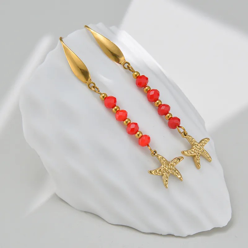 Fashion Sun Starfish Stainless Steel Drop Earrings Plating Stainless Steel Earrings_colorza_6