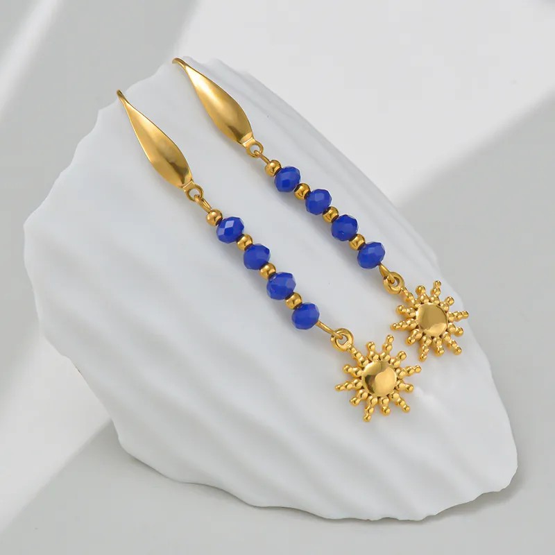 Fashion Sun Starfish Stainless Steel Drop Earrings Plating Stainless Steel Earrings_colorza_7