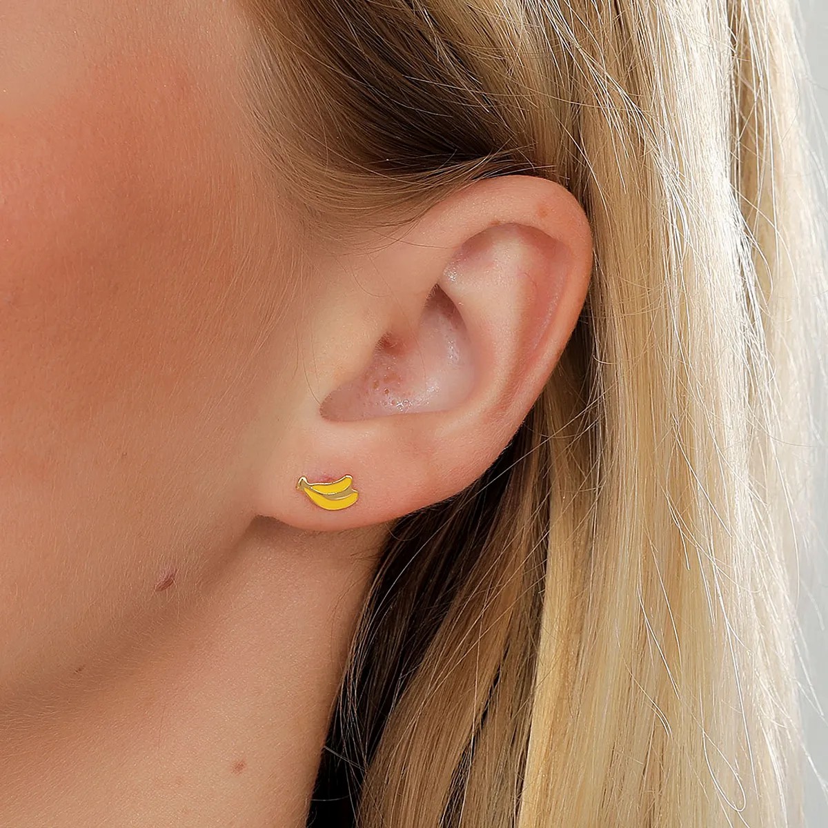 Sweet Banana Stainless Steel Steel Ear Studs Plating Stainless Steel Earrings_colorza_1