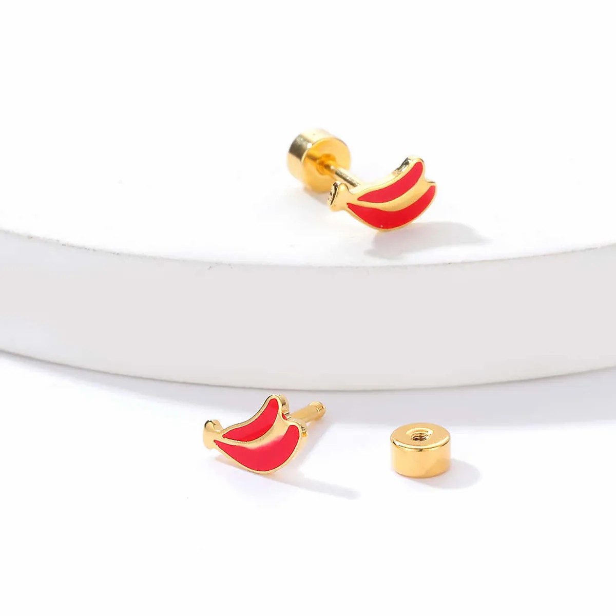 Sweet Banana Stainless Steel Steel Ear Studs Plating Stainless Steel Earrings_colorza_3