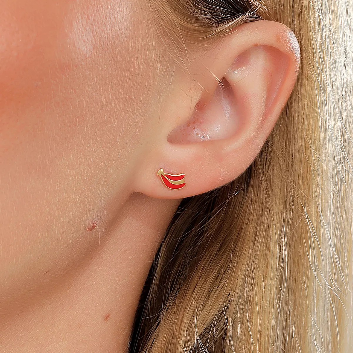 Sweet Banana Stainless Steel Steel Ear Studs Plating Stainless Steel Earrings_colorza_4