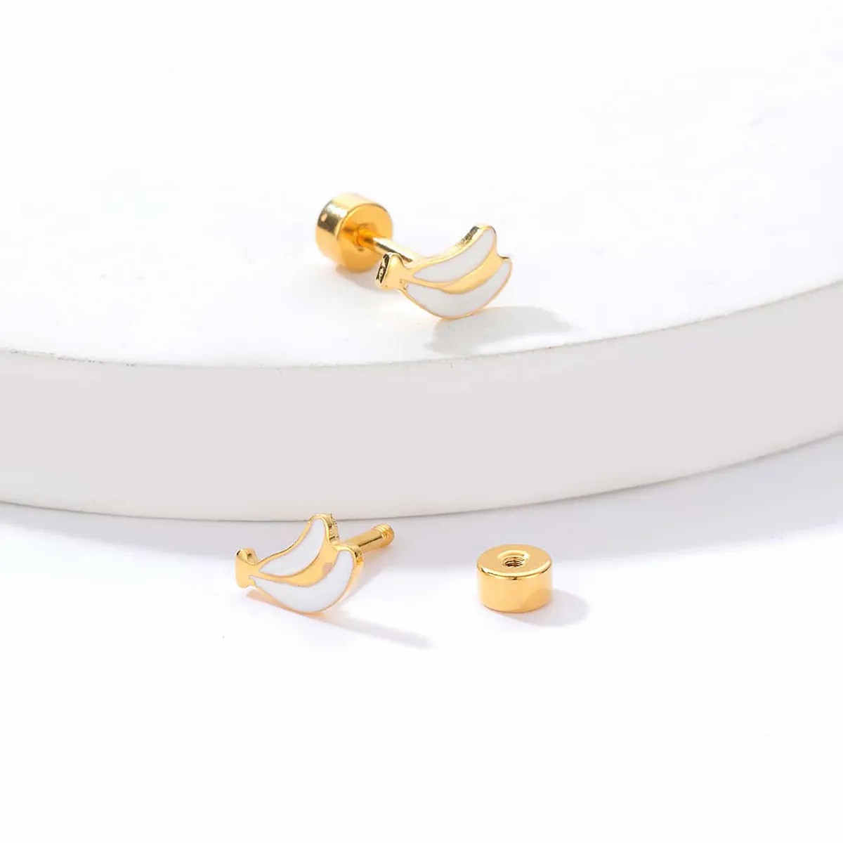 Sweet Banana Stainless Steel Steel Ear Studs Plating Stainless Steel Earrings_colorza_6