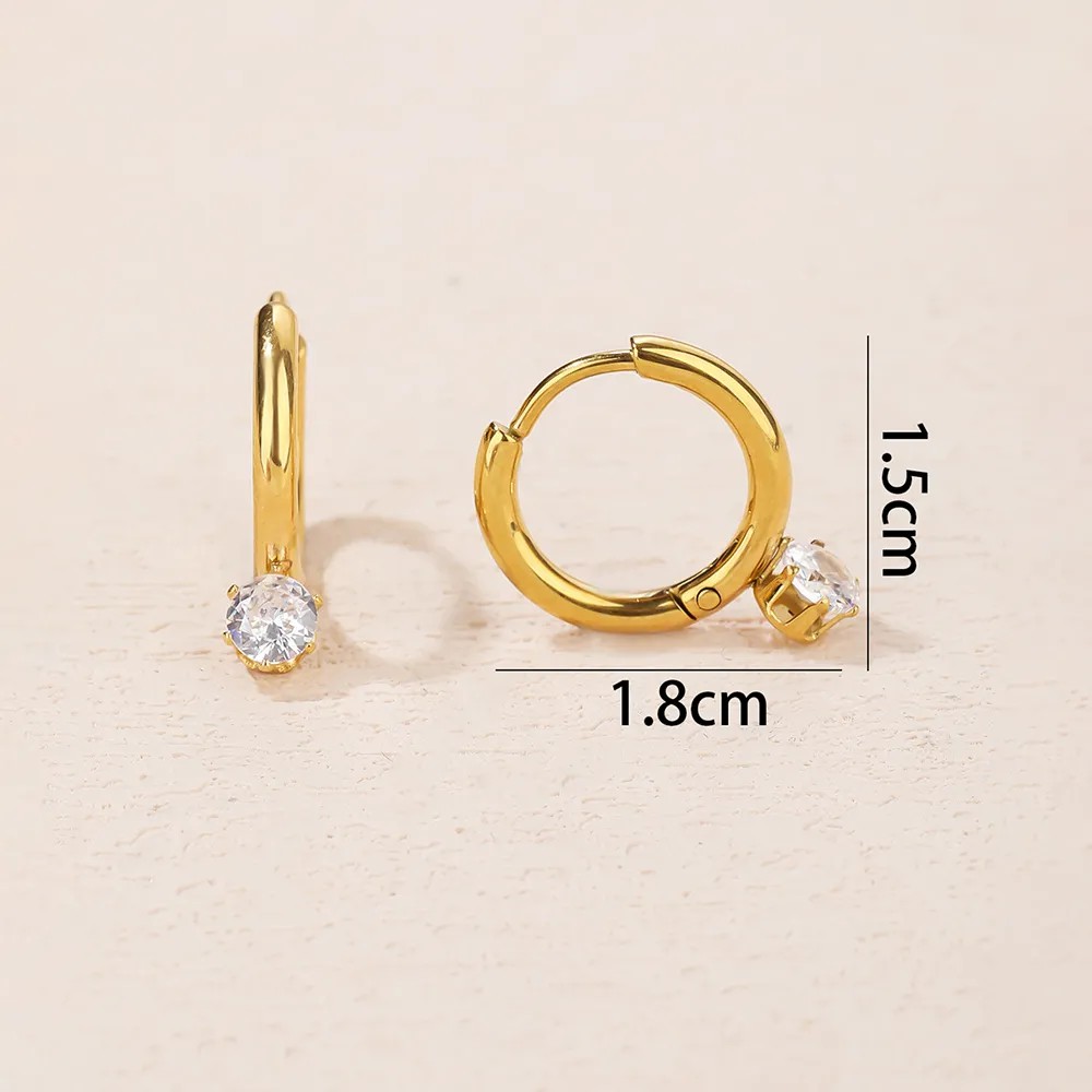 Glam Circle Titanium Steel Earrings Plating Artificial Rhinestones Stainless Steel Earrings_colorza_2
