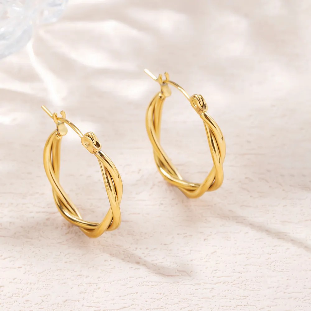 Fashion Twist Titanium Steel Earrings Plating Stainless Steel Earrings_colorza_1