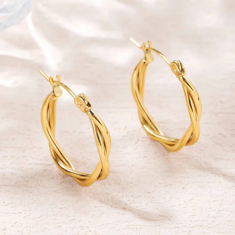 Fashion Twist Titanium Steel Earrings Plating Stainless Steel Earrings_colorza_2
