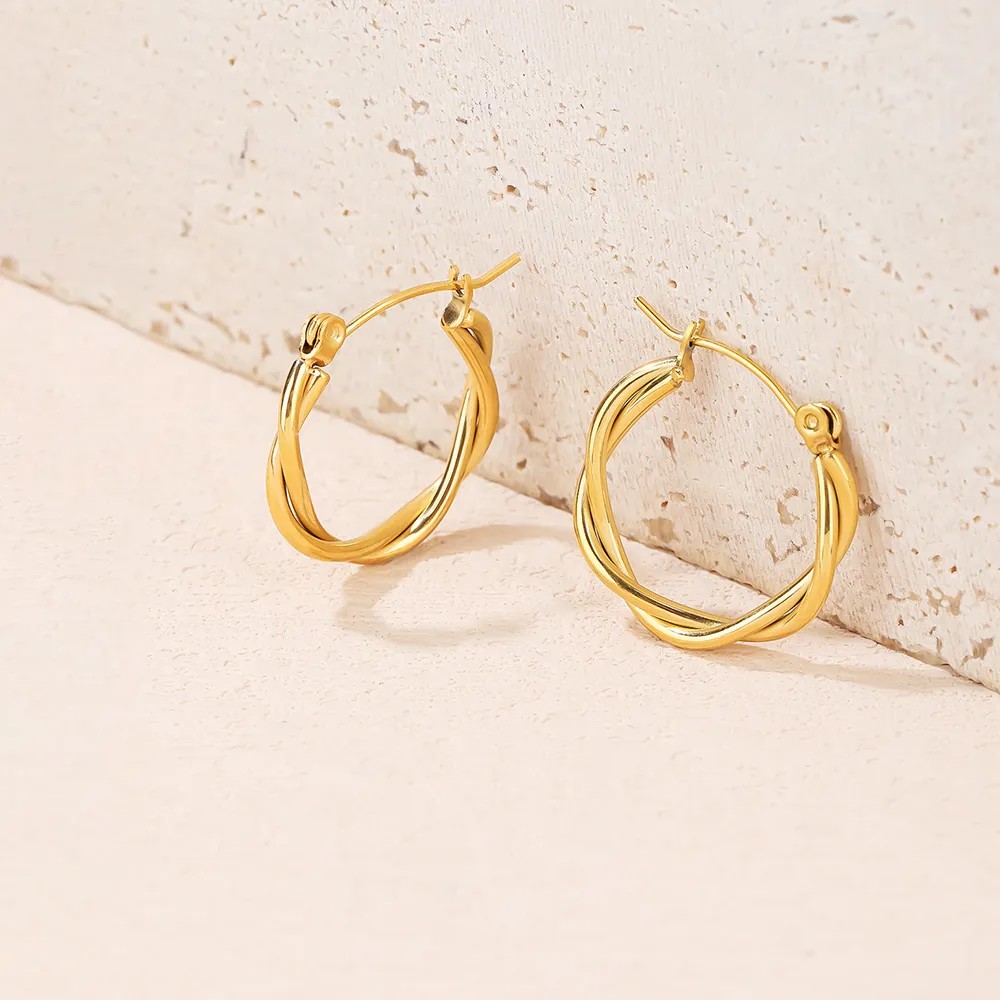Fashion Twist Titanium Steel Earrings Plating Stainless Steel Earrings_colorza_5
