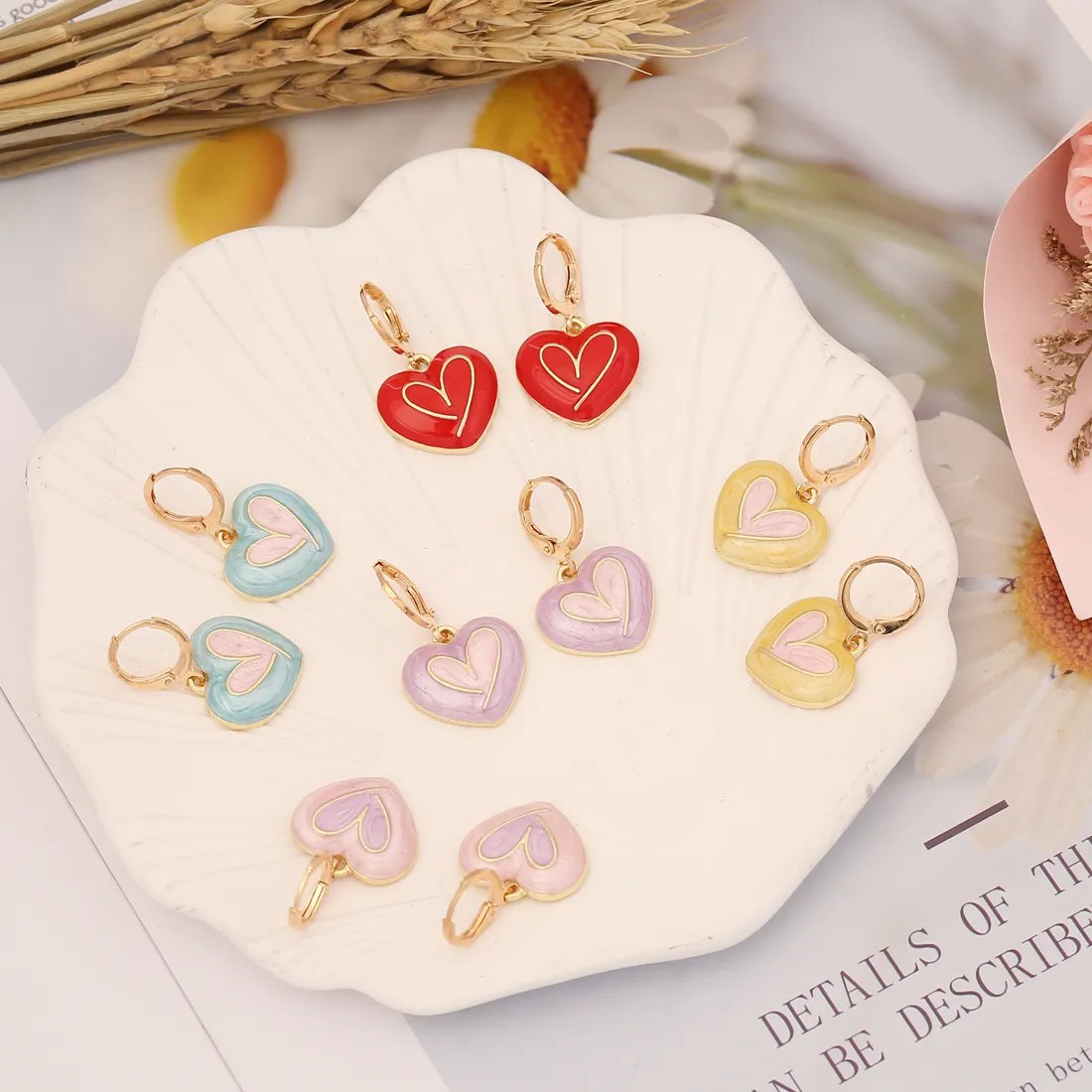 Fashion Heart Shape Alloy Earrings Copper Earrings_colorza_1
