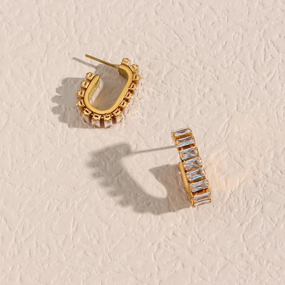 Fashion Geometric Stainless Steel Earrings Plating Inlaid Zircon Zircon Stainless Steel Earrings_colorza_1