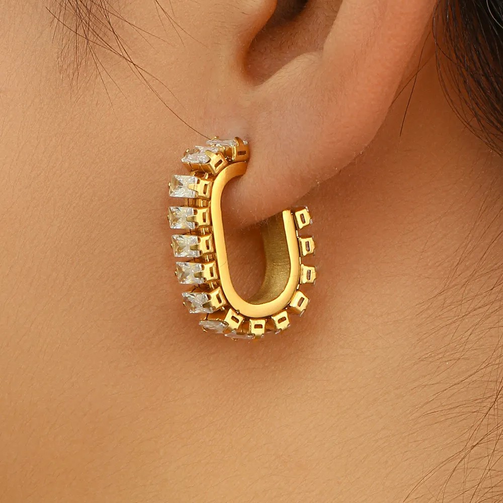 Fashion Geometric Stainless Steel Earrings Plating Inlaid Zircon Zircon Stainless Steel Earrings_colorza_3