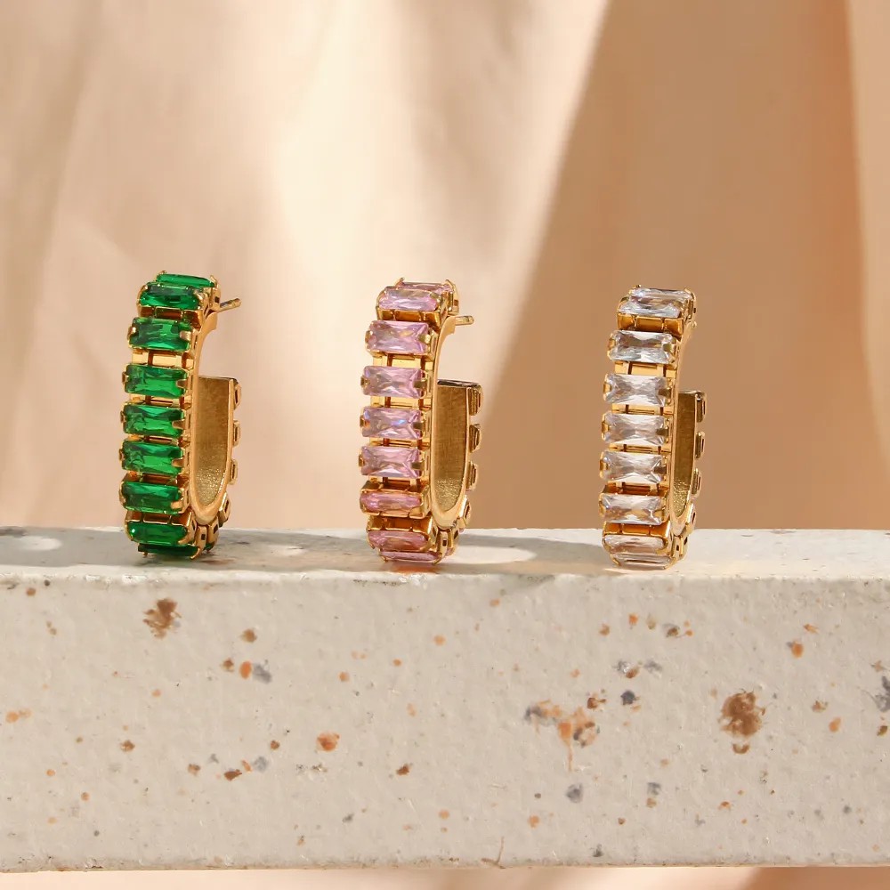 Fashion Geometric Stainless Steel Earrings Plating Inlaid Zircon Zircon Stainless Steel Earrings_colorza_6