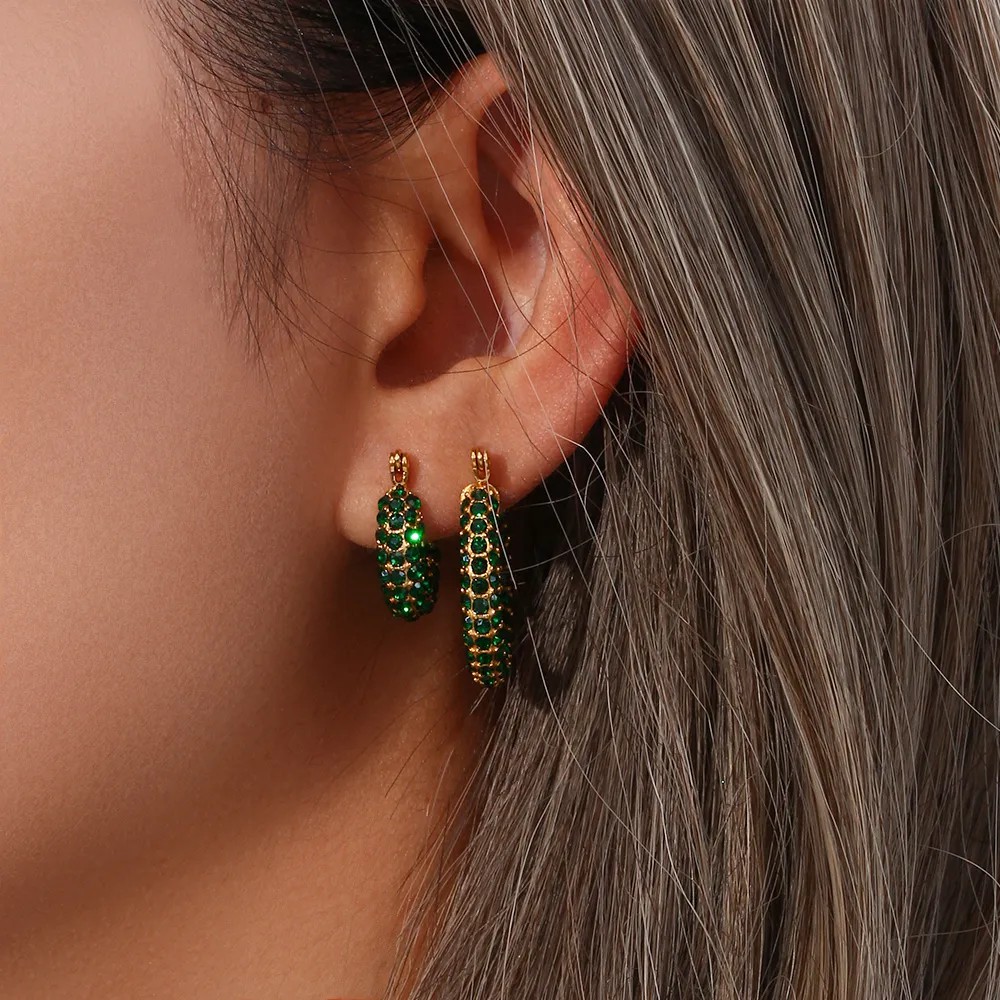 Fashion Geometric Stainless Steel Earrings Plating Inlaid Zircon Zircon Stainless Steel Earrings_colorza_2