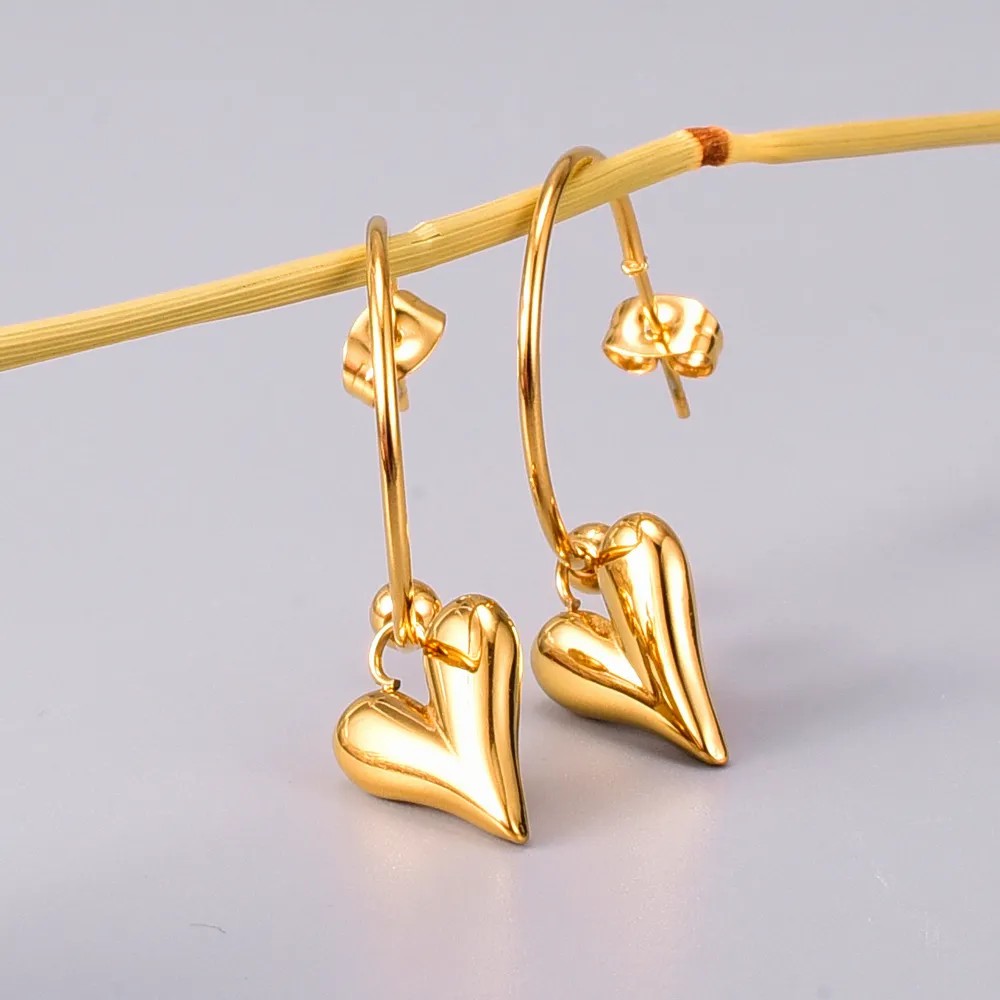 Simple Style Heart Shape Titanium Steel Earrings Plating Stainless Steel Earrings_colorza_1