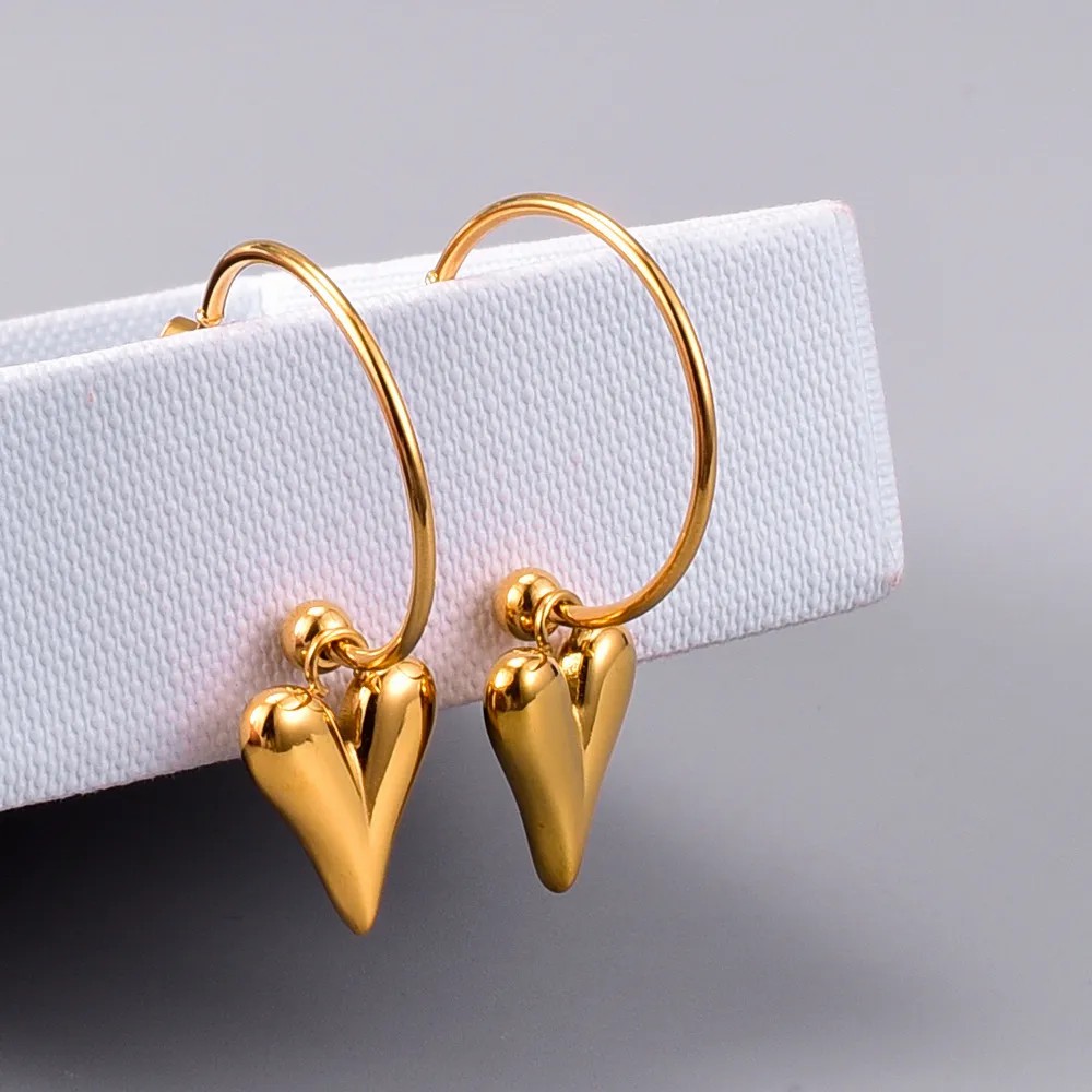 Simple Style Heart Shape Titanium Steel Earrings Plating Stainless Steel Earrings_colorza_3