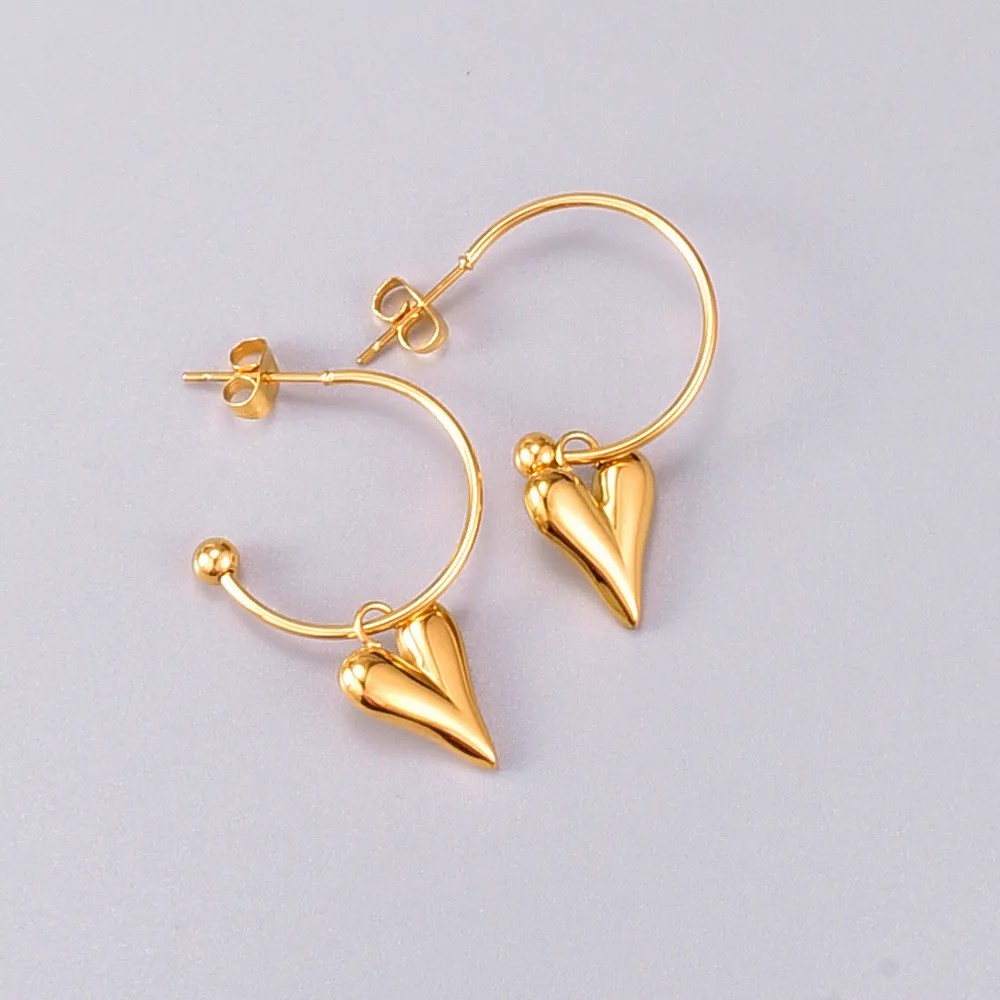Simple Style Heart Shape Titanium Steel Earrings Plating Stainless Steel Earrings_colorza_4