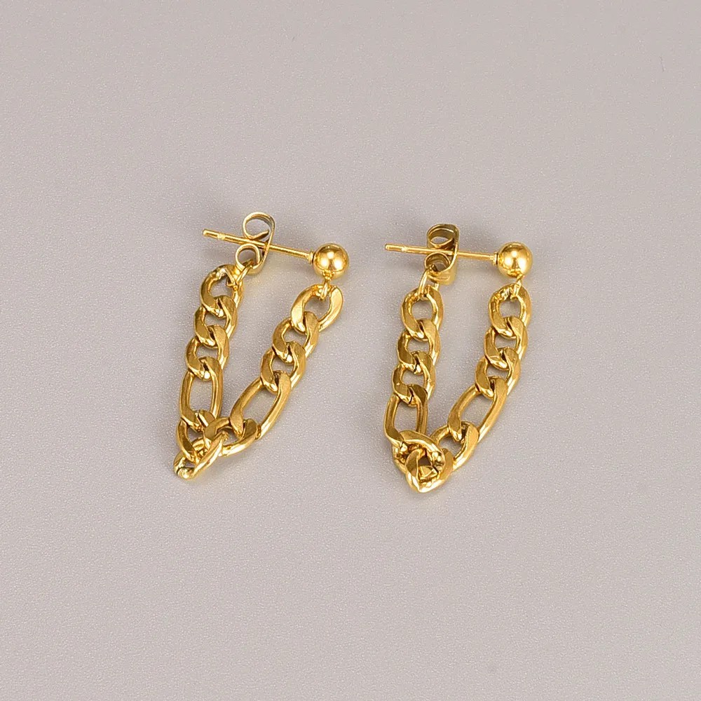 Fashion Solid Color Titanium Steel Ear Studs Plating Chain Stainless Steel Earrings_colorza_1
