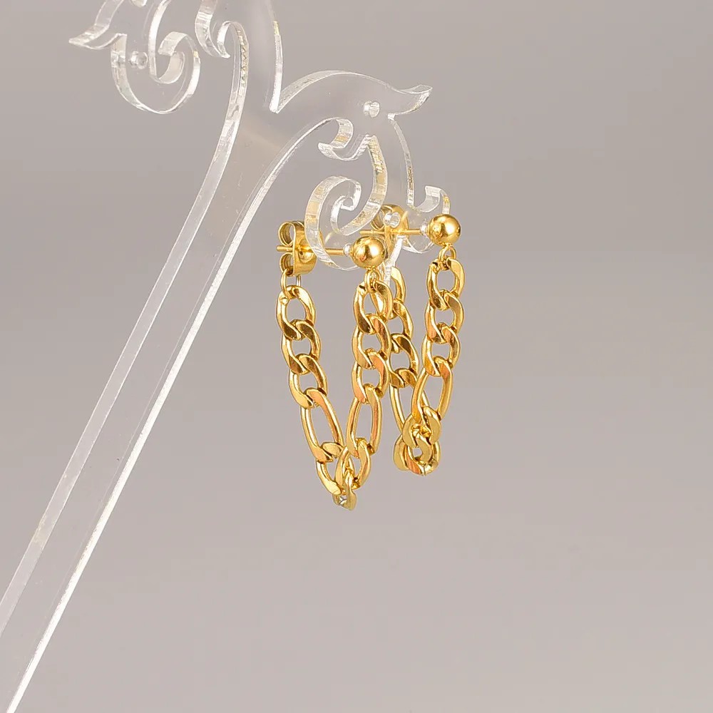 Fashion Solid Color Titanium Steel Ear Studs Plating Chain Stainless Steel Earrings_colorza_2