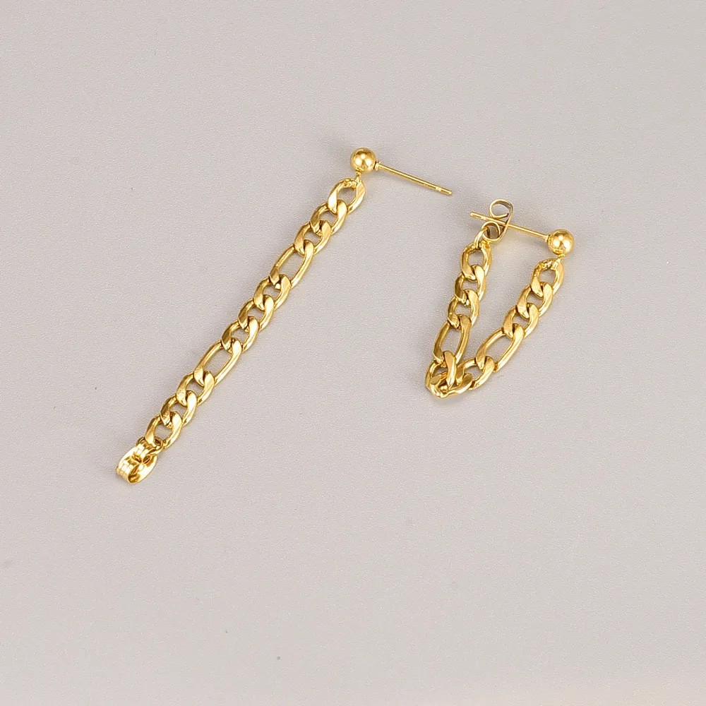 Fashion Solid Color Titanium Steel Ear Studs Plating Chain Stainless Steel Earrings_colorza_3