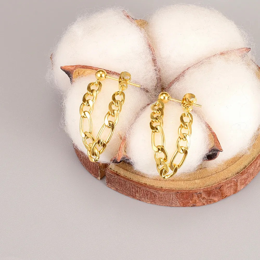 Fashion Solid Color Titanium Steel Ear Studs Plating Chain Stainless Steel Earrings_colorza_4