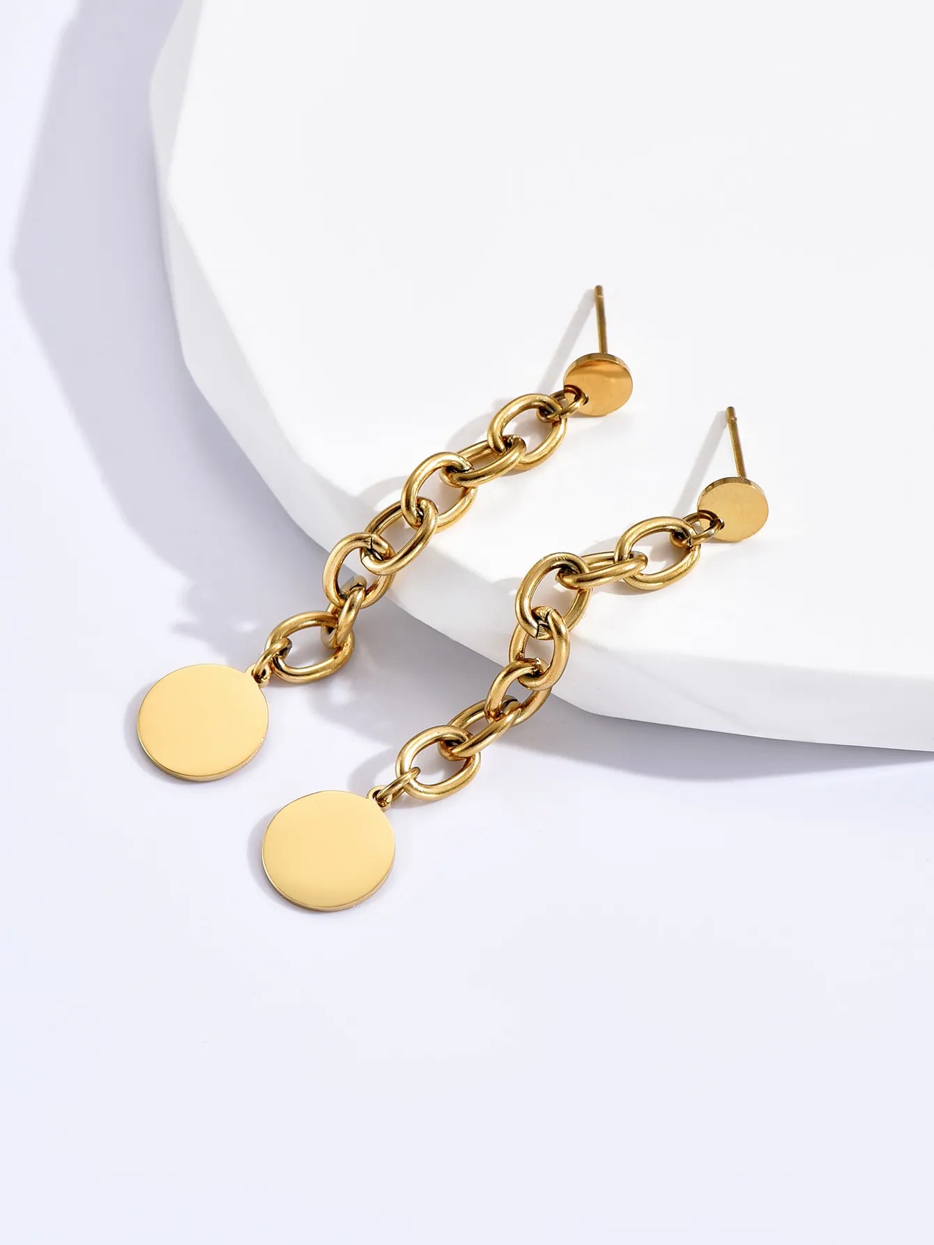Fashion Geometric Stainless Steel Drop Earrings Chain Stainless Steel Earrings 1 Pair_colorza_1