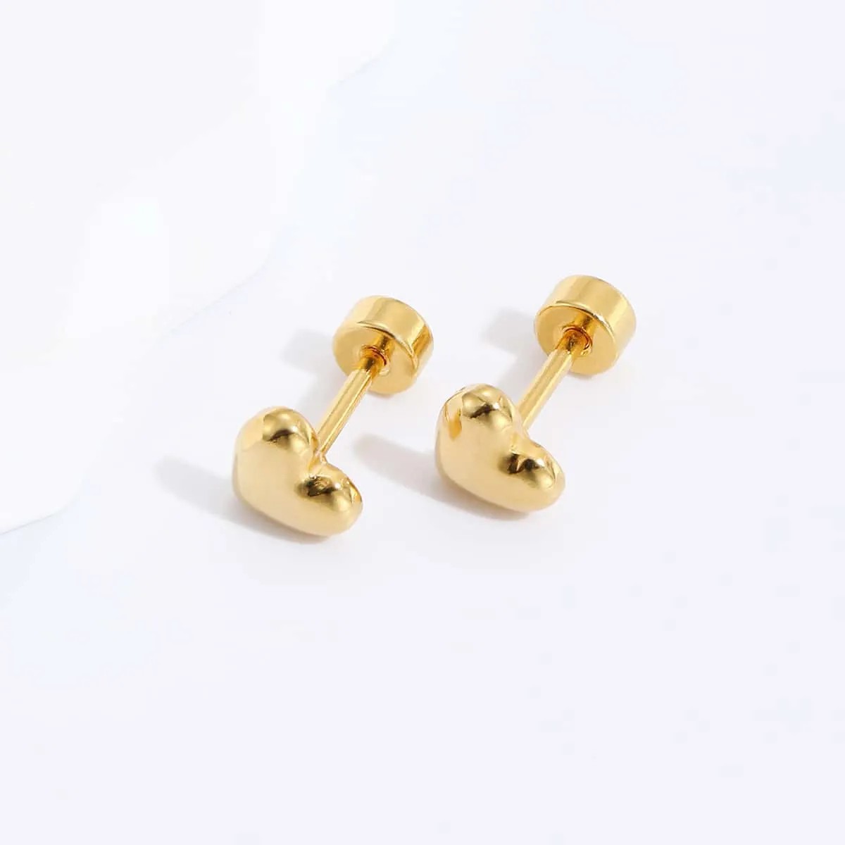 Simple Style Heart Shape Stainless Steel Ear Studs Stainless Steel Earrings_colorza_2