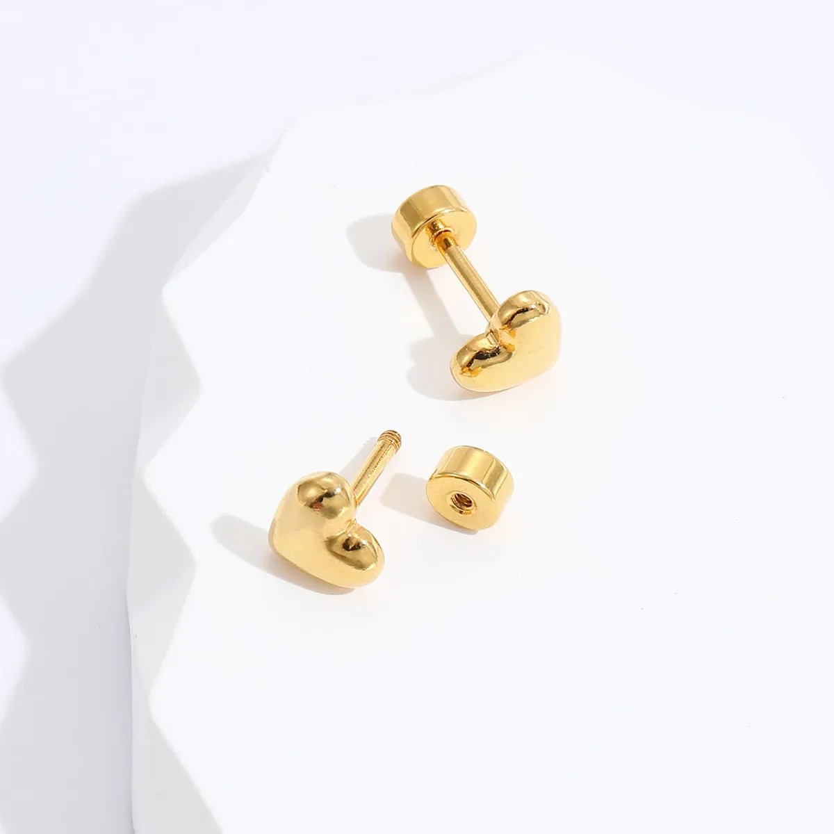 Simple Style Heart Shape Stainless Steel Ear Studs Stainless Steel Earrings_colorza_3