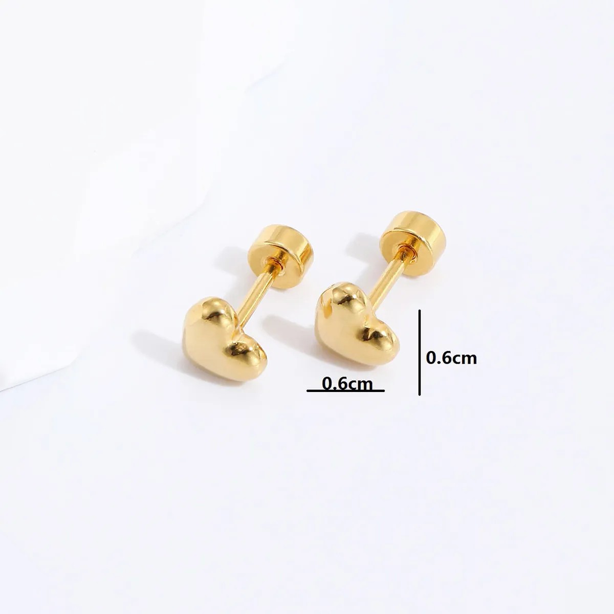 Simple Style Heart Shape Stainless Steel Ear Studs Stainless Steel Earrings_colorza_4