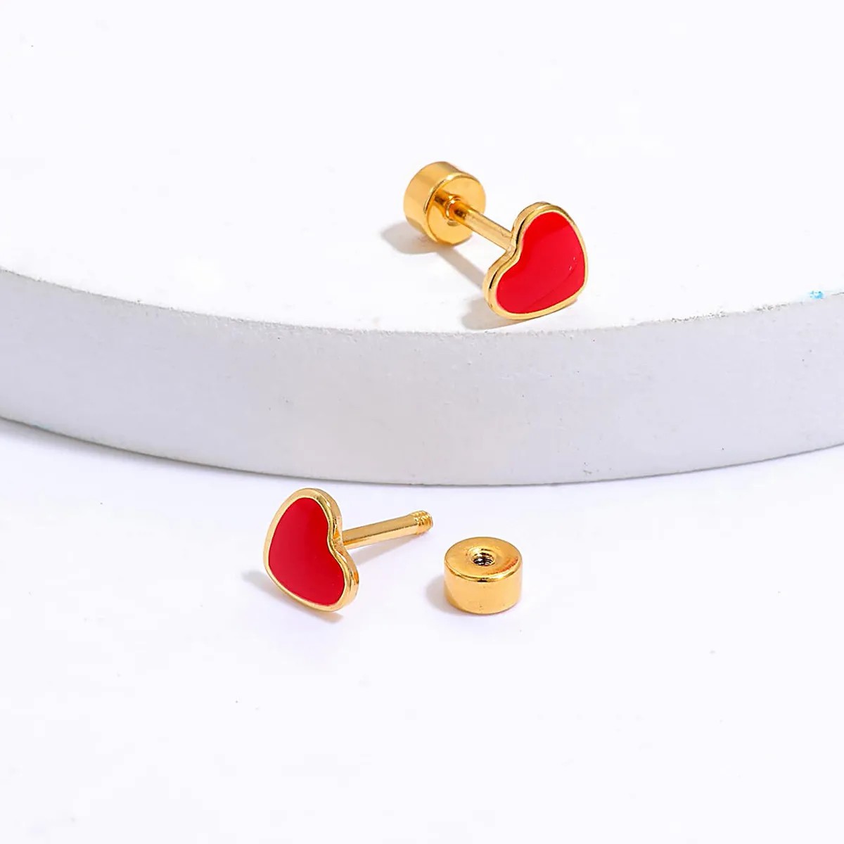 Simple Style Heart Shape Stainless Steel Ear Studs Stainless Steel Earrings_colorza_6