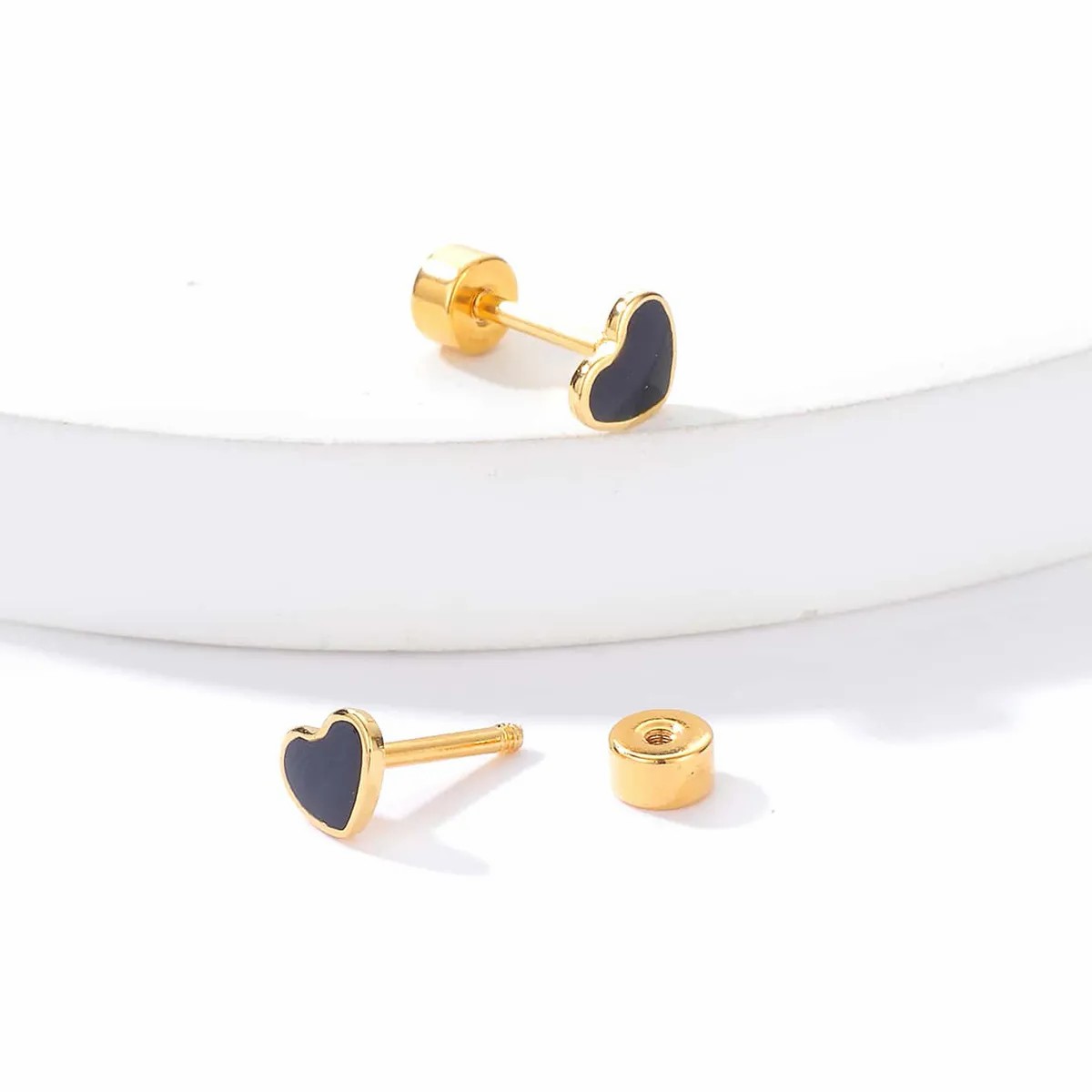 Simple Style Heart Shape Stainless Steel Ear Studs Stainless Steel Earrings_colorza_9