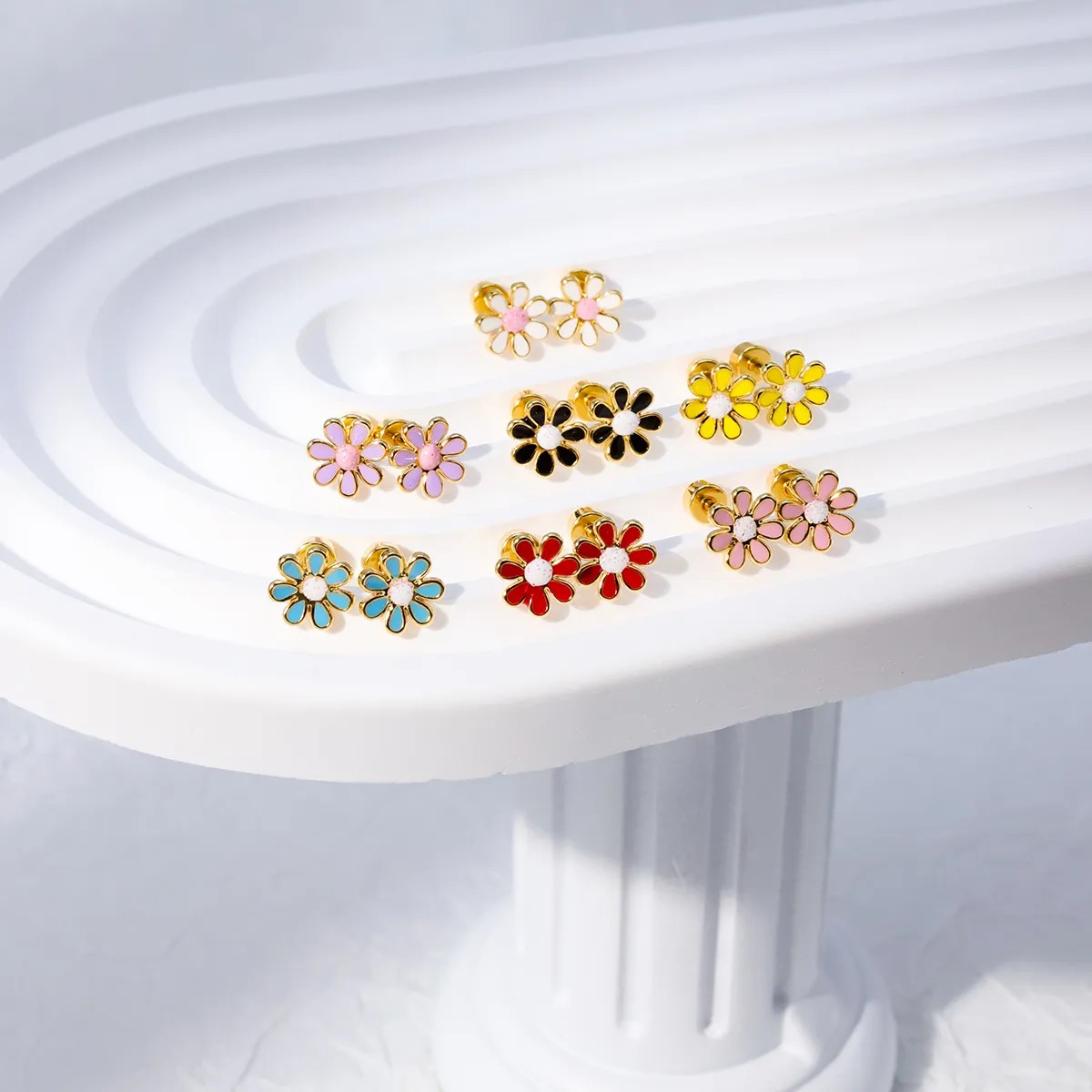 Simple Style Flower Stainless Steel Ear Studs Plating Stainless Steel Earrings_colorza_1