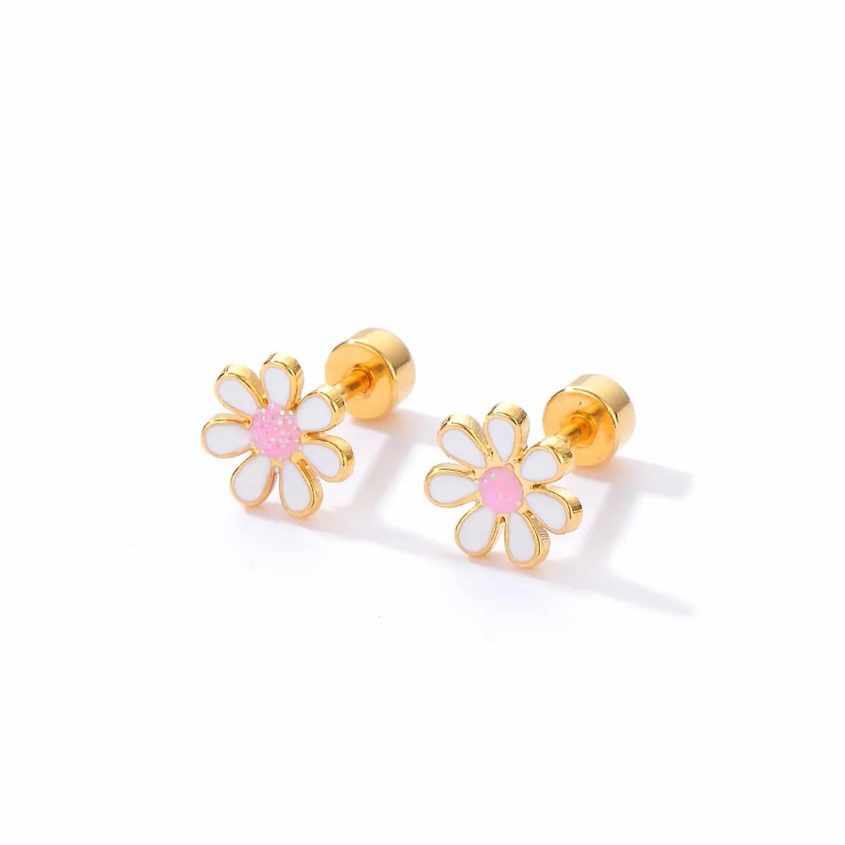 Simple Style Flower Stainless Steel Ear Studs Plating Stainless Steel Earrings_colorza_2