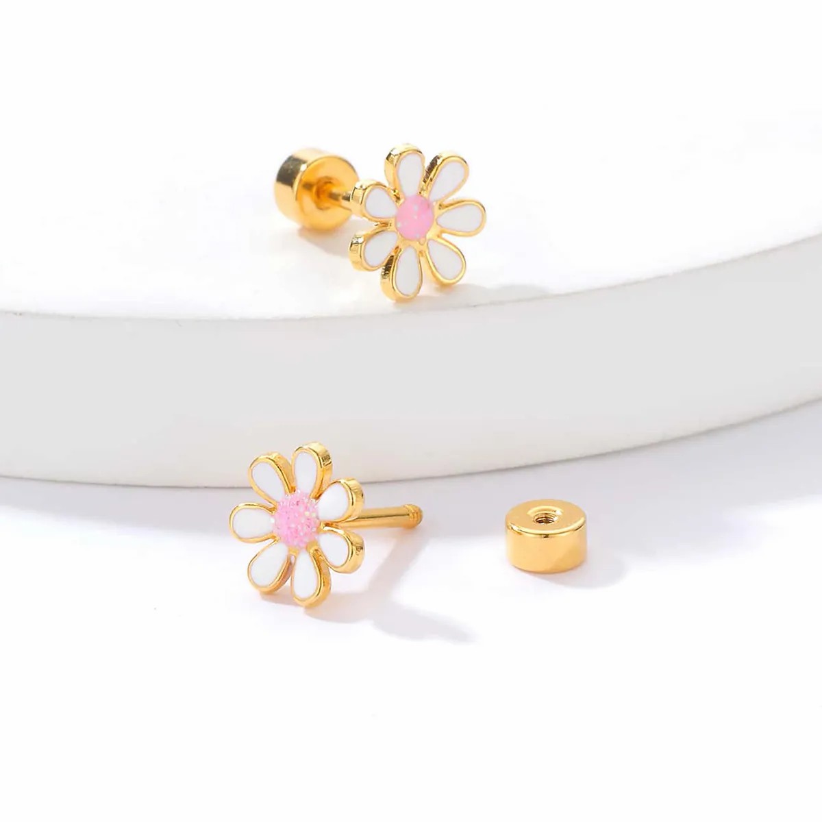 Simple Style Flower Stainless Steel Ear Studs Plating Stainless Steel Earrings_colorza_3