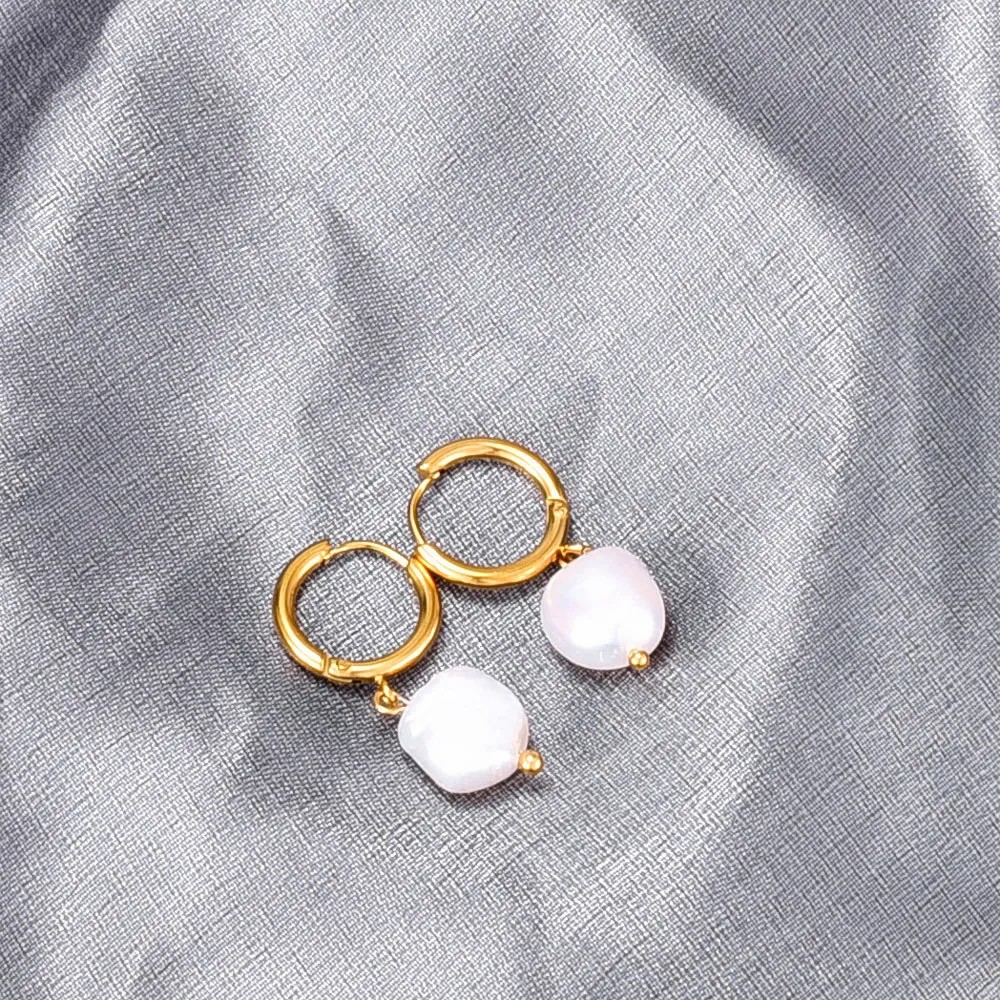 Elegant Geometric Titanium Steel Drop Earrings Plating Pearl Stainless Steel Earrings_colorza_3