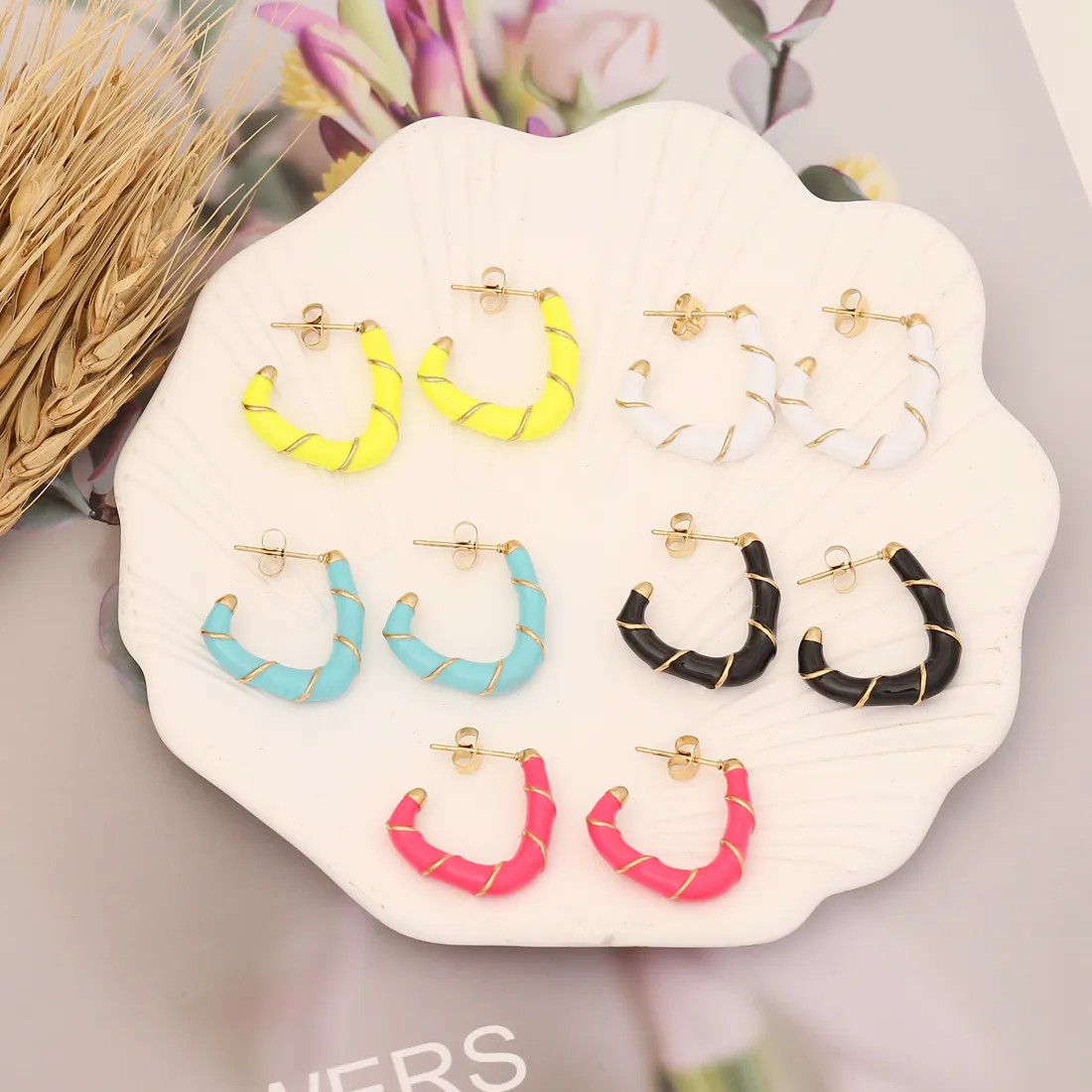 Fashion C Shape Stainless Steel Earrings Plating Stainless Steel Earrings_colorza_1