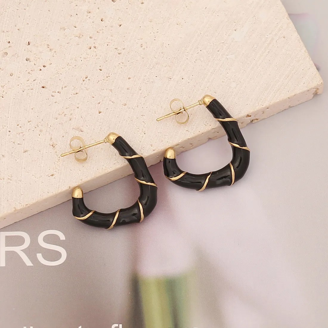 Fashion C Shape Stainless Steel Earrings Plating Stainless Steel Earrings_colorza_2