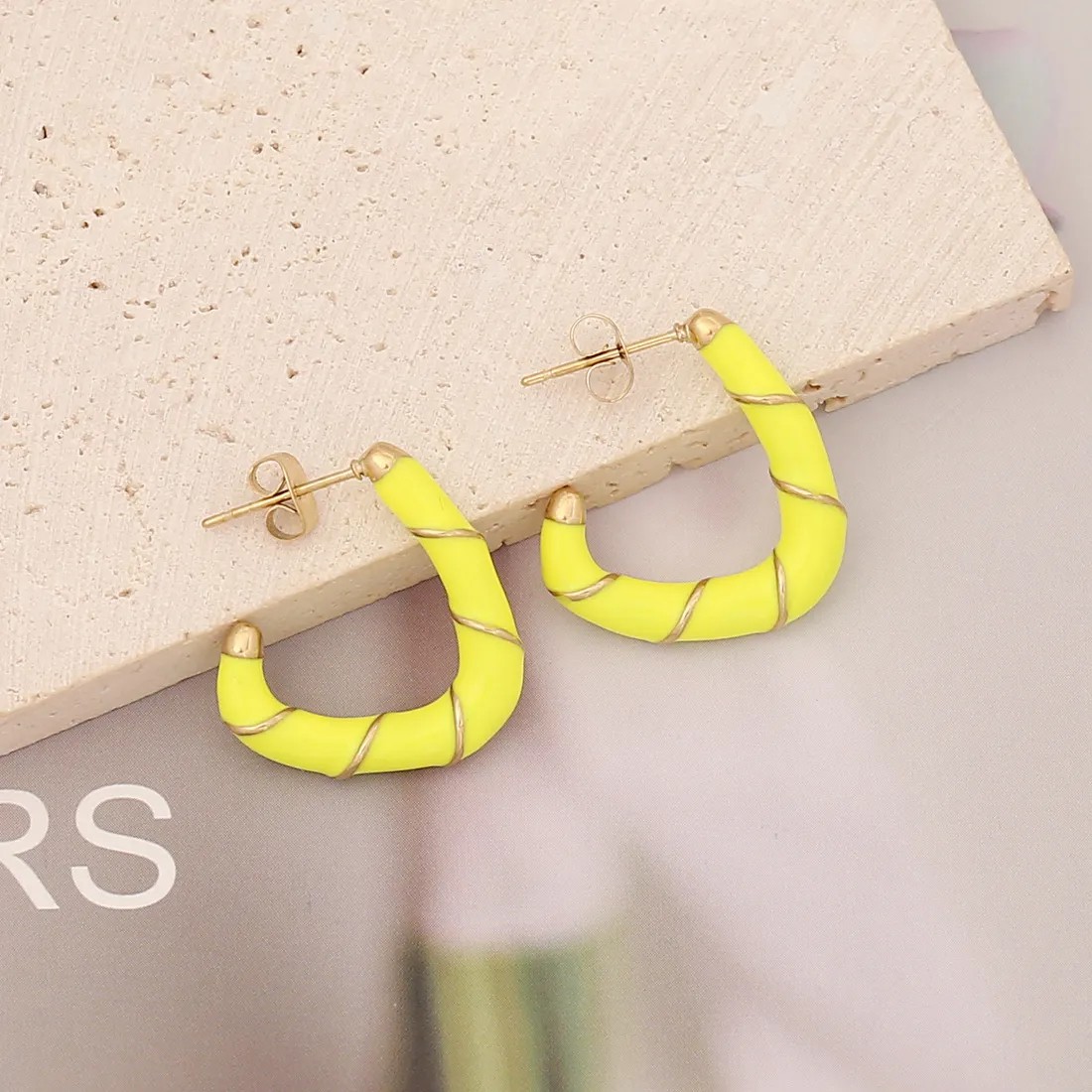 Fashion C Shape Stainless Steel Earrings Plating Stainless Steel Earrings_colorza_3