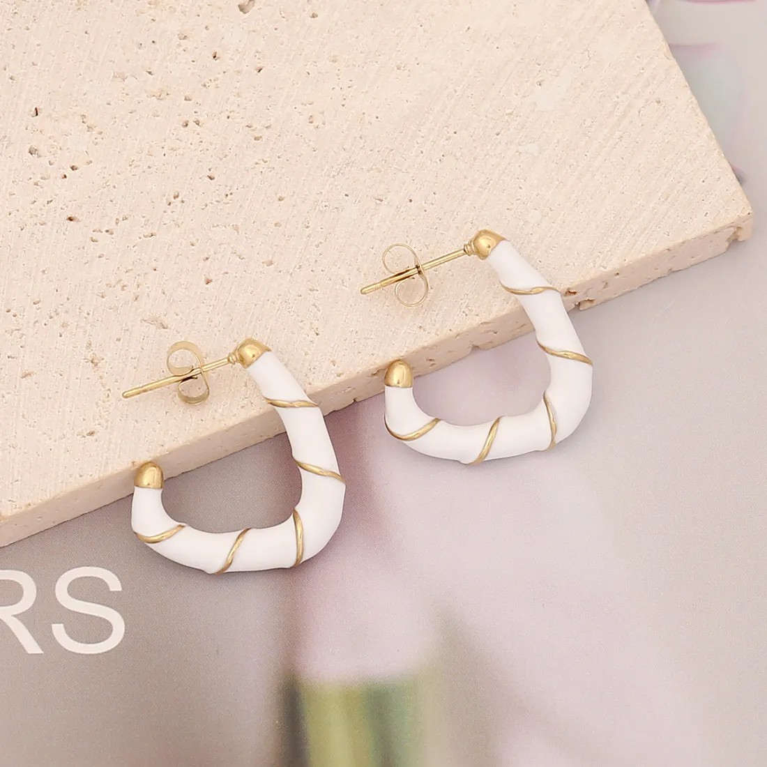 Fashion C Shape Stainless Steel Earrings Plating Stainless Steel Earrings_colorza_4