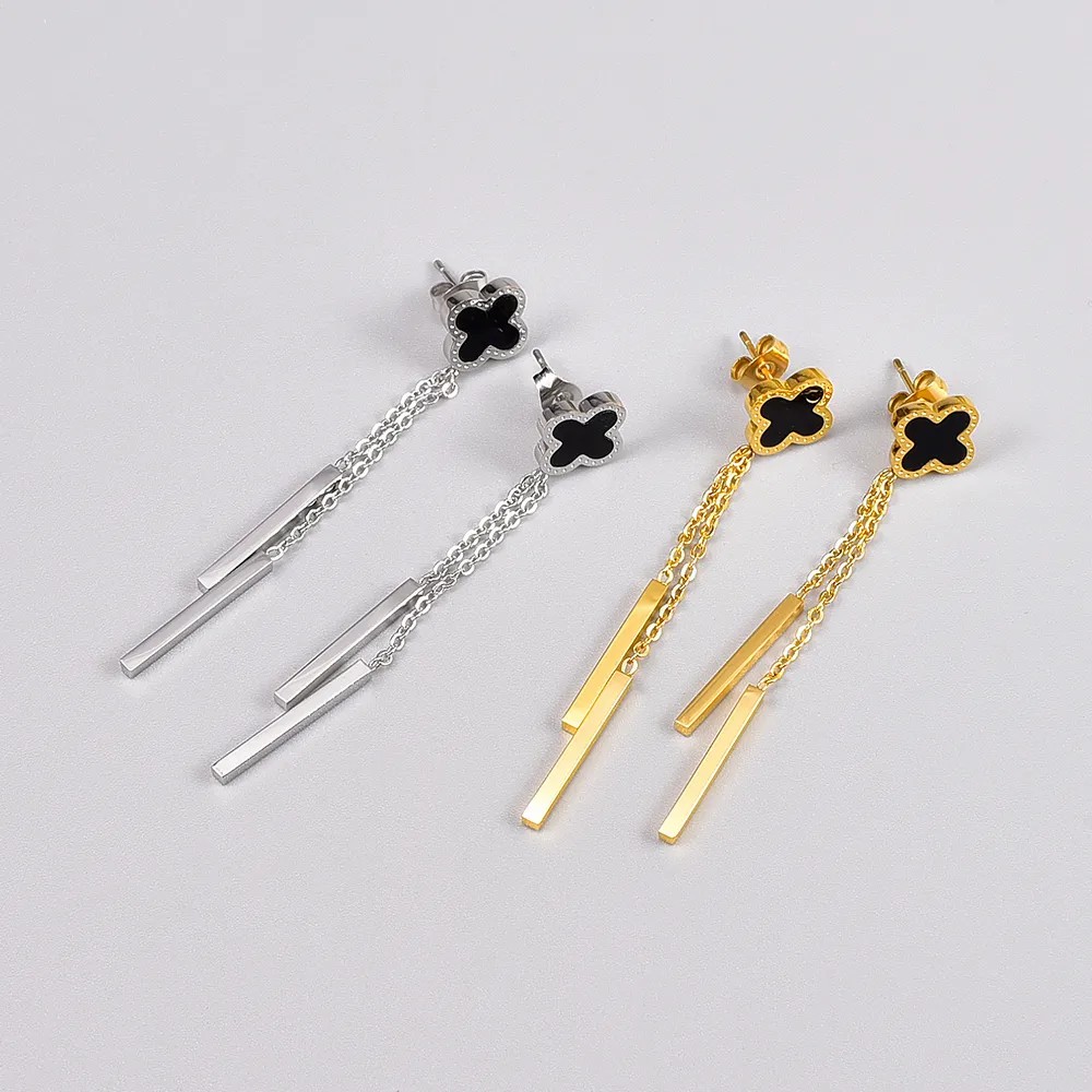 Fashion Titanium Steel Drop Earrings Plating Stainless Steel Earrings_colorza_1