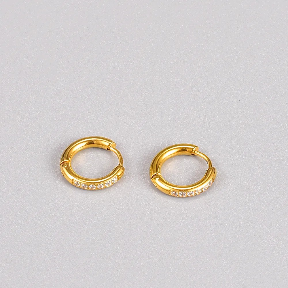 Fashion Geometric Titanium Steel Earrings Gold Plated Artificial Rhinestones Stainless Steel Earrings_colorza_3