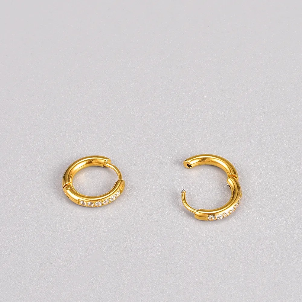 Fashion Geometric Titanium Steel Earrings Gold Plated Artificial Rhinestones Stainless Steel Earrings_colorza_4