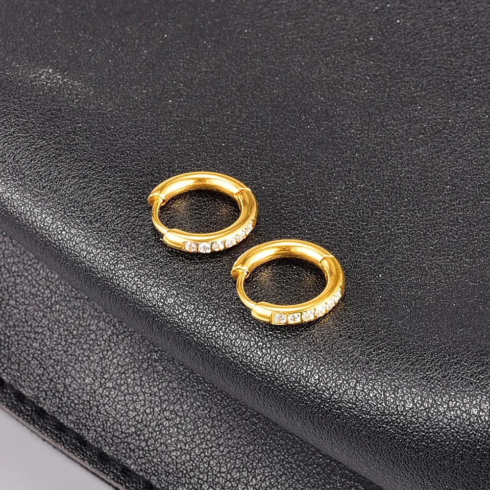 Fashion Geometric Titanium Steel Earrings Gold Plated Artificial Rhinestones Stainless Steel Earrings_colorza_5